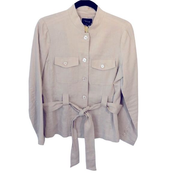 Ninety Linen Shell Jacket with belt, size small - Picture 1 of 5
